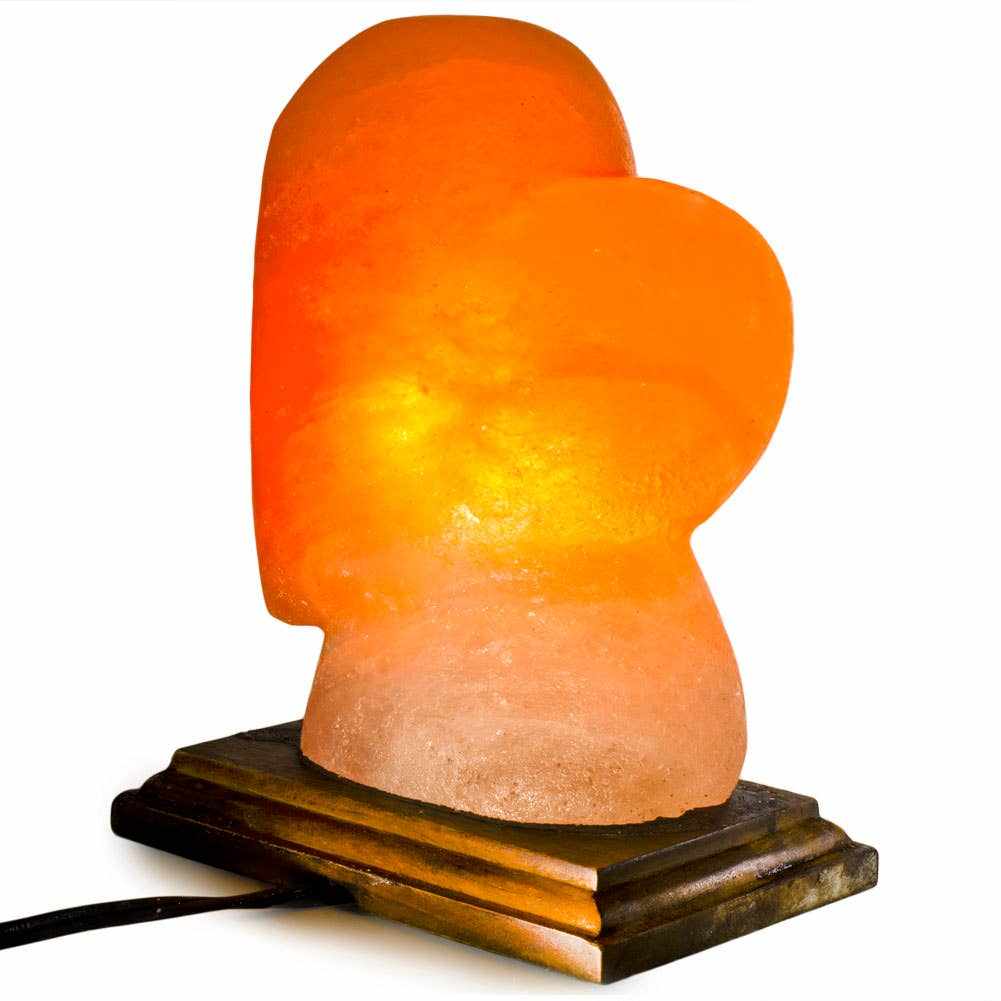 Heart Shaped Salt Lamp  - 10" avg. - Cord, Bulb, Dimmer