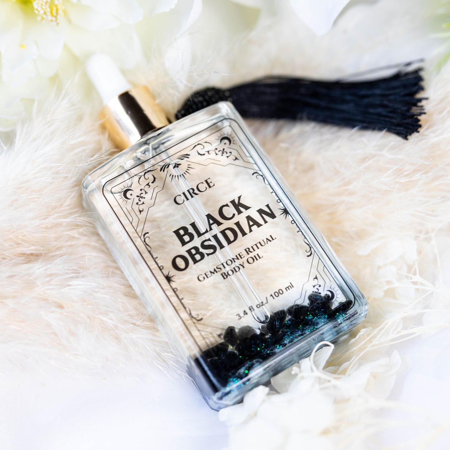 Obsidian Gemstone Body Oil – Crystal-Infused Protection & Hydration | 3.4 oz