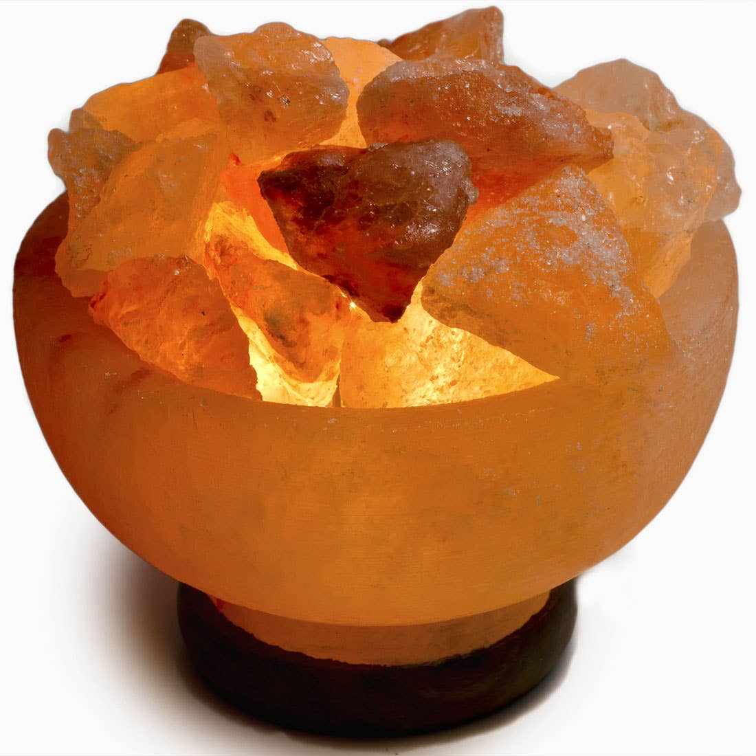Fire Bowl w/ Chunks Salt Lamp  - 7" avg. -Cord, Bulb, Dimmer