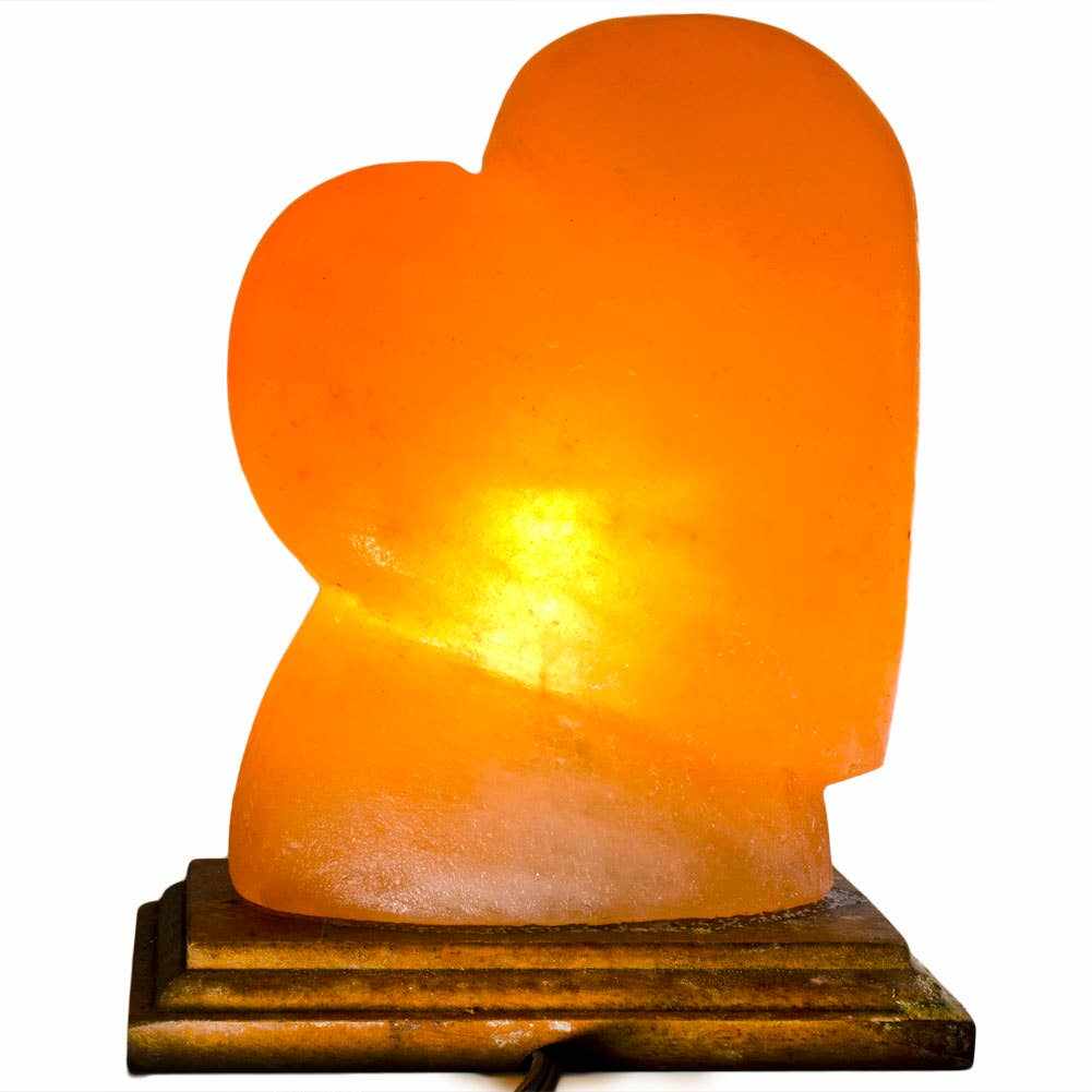 Heart Shaped Salt Lamp  - 10" avg. - Cord, Bulb, Dimmer