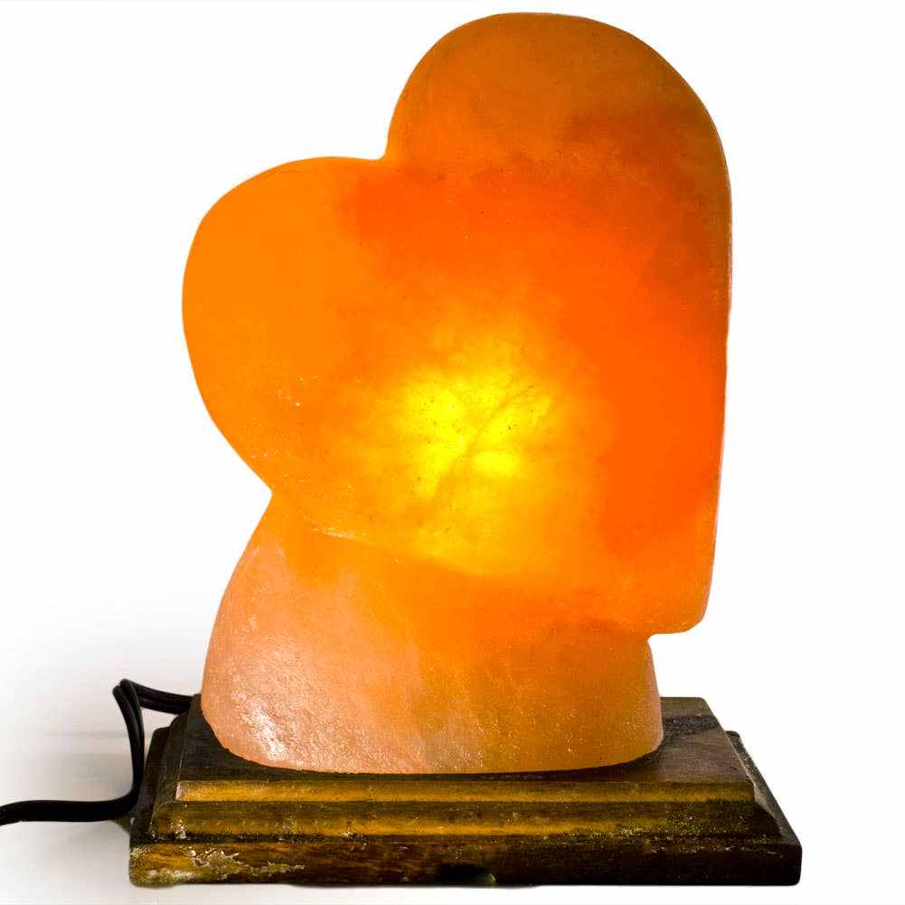 Heart Shaped Salt Lamp  - 10" avg. - Cord, Bulb, Dimmer