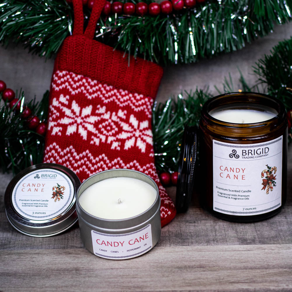 Candy Cane Soy Wax Candle - Peppermint and Candy Canes