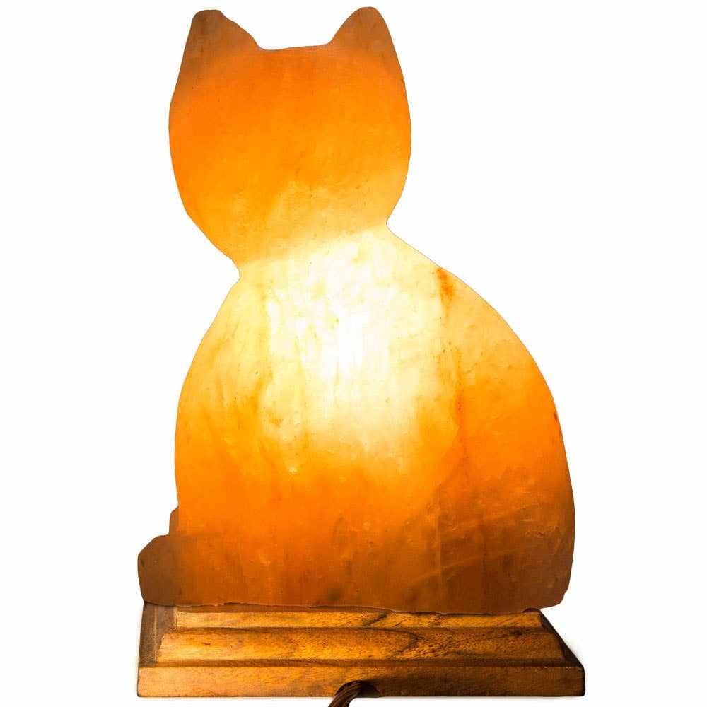 Cat Shaped Salt Lamp  - 10" avg. - Cord, Bulb, Dimmer