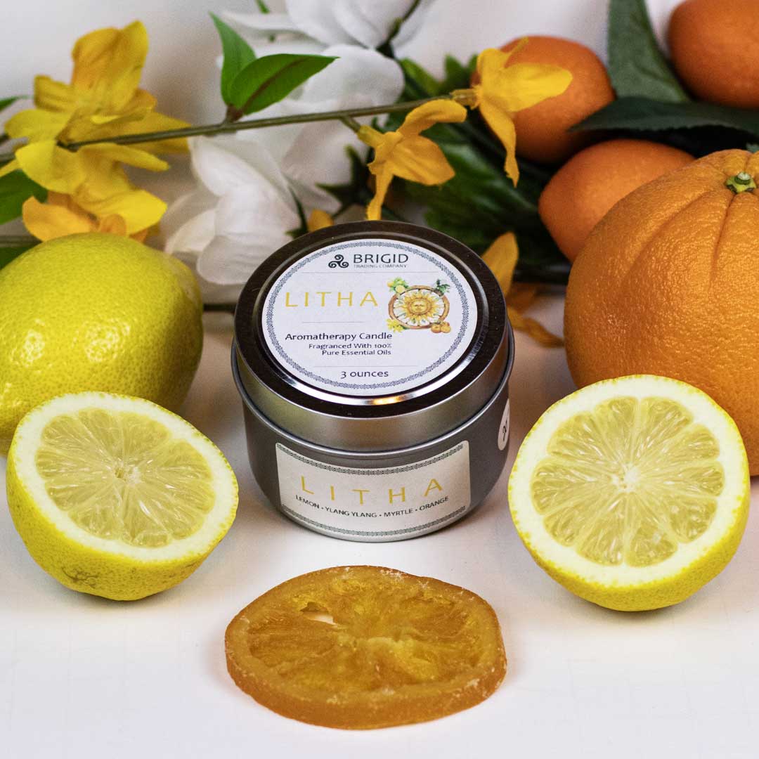 Litha Soy Wax Candle - Lemon, Sweet Orange, Myrtle, and Ylang Ylang