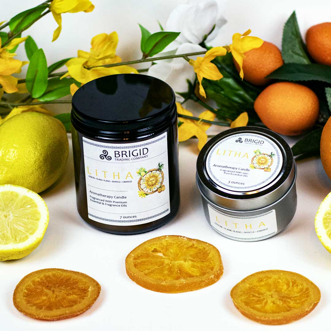 Litha Soy Wax Candle - Lemon, Sweet Orange, Myrtle, and Ylang Ylang