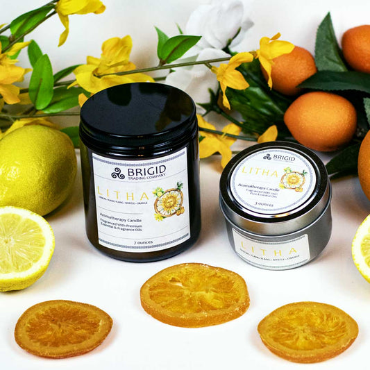 Litha Soy Wax Candle - Lemon, Sweet Orange, Myrtle, and Ylang Ylang