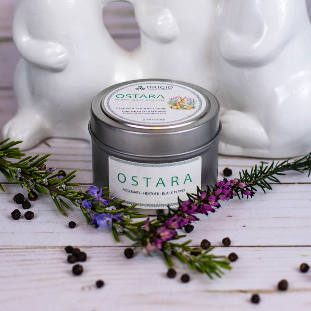 Ostara Soy Wax Candle - Heather, Rose, and Black Pepper Flower